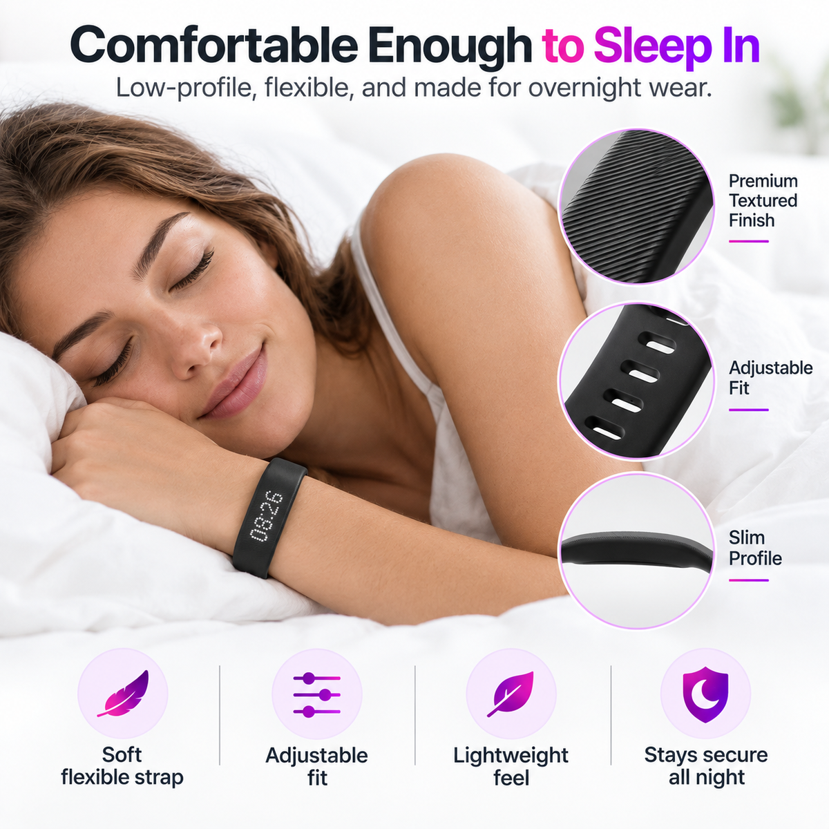 Silent Vibration Wrist Alarm – Wearable Wake-Up Alarm with 2 Vibration Levels, 3 Alarms & 14+ Day Battery