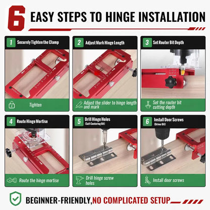 🔧 Adjustable Aluminum Door Hinge Jig Kit – Precision Mortising Template for 2.5'–5' Hinges