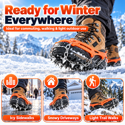8-Spike Ice Cleats for Shoes & Boots – Stretch-Fit Anti-Slip Snow Grips for Winter Walking