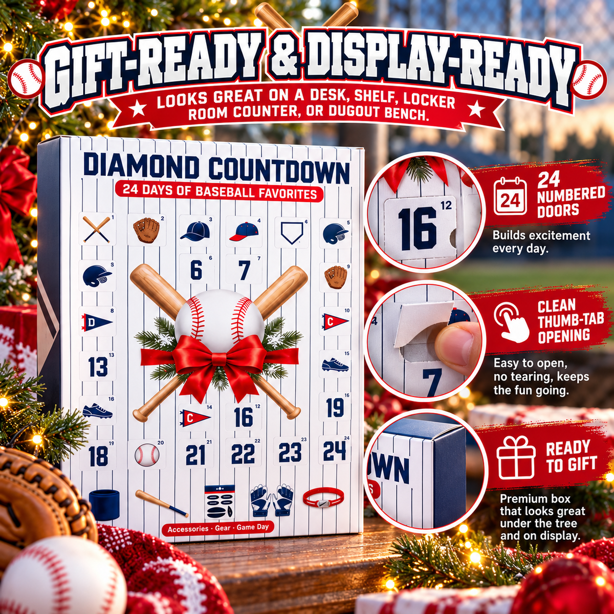 ⚾Diamond Countdown Baseball Advent Calendar – 24 Days of Baseball Surprises