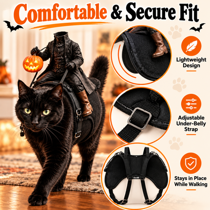 LED Headless Rider Pet Costume – Halloween Saddle Costume for Cats & Small Dogs