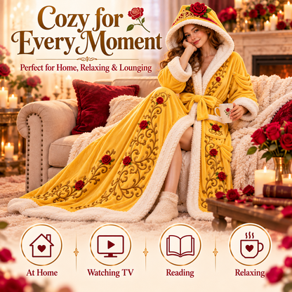 Women's USB Heated Princess Robe – One-Size Plush Hooded Bathrobe with Adjustable Heat, Machine Washable