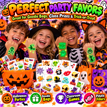 Glow-in-the-Dark Halloween Temporary Tattoos for Kids