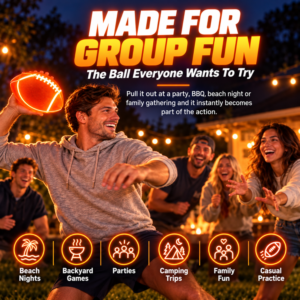 🏈LED Football – Type-C Rechargeable Light-Up Football for Night Games