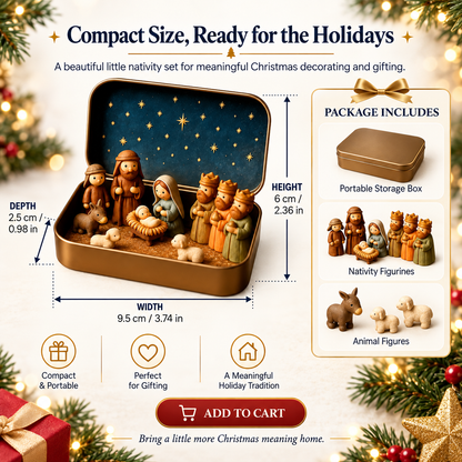 Mini Nativity Scene Set with Storage Box – Portable Christmas Keepsake & Religious Gift