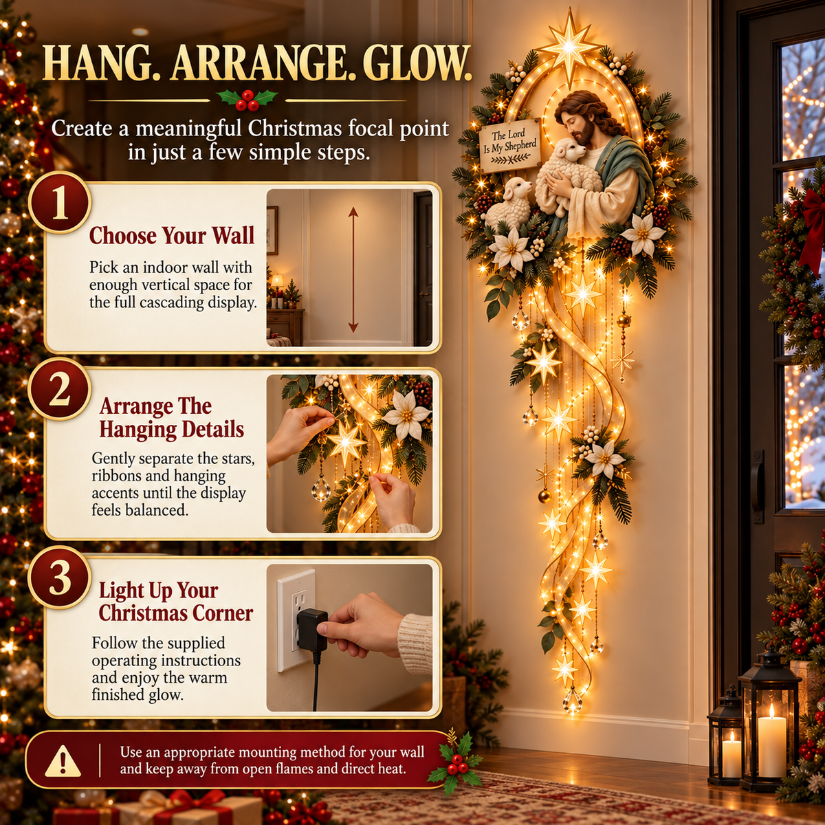 ⏳ Last Day 49% OFF – ✝️ Nativity Starfall Wall Light | Warm Golden Bethlehem Glow for Christmas Walls & Faith-Filled Homes ⭐