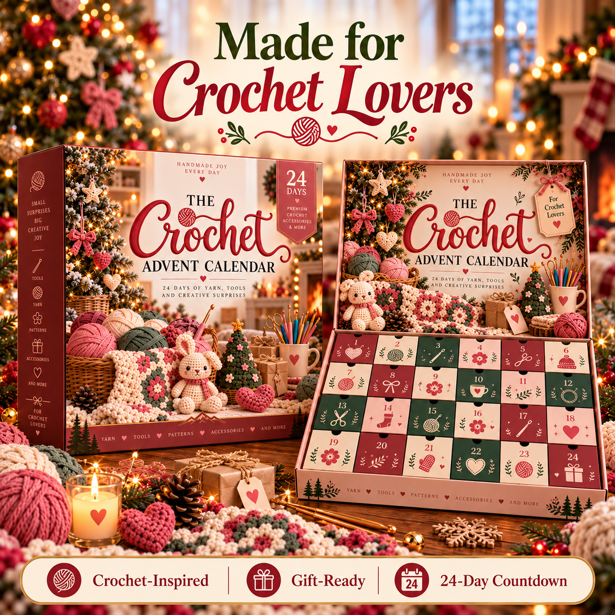 🧶💗The Crochet Advent Calendar24 DAYS • CROCHET-INSPIRED SURPRISES • CHRISTMAS COUNTDOWN