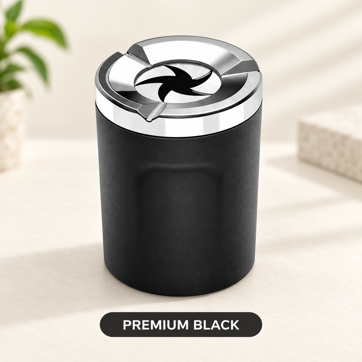 🚬Rotating-Lid Car Ashtray with Ceramic Liner – Cup Holder Design