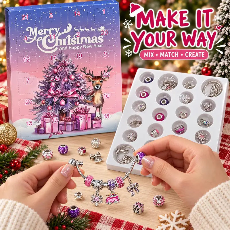 🔥Last day 50% OFF🎄24-Day Christmas DIY Charm Bracelet Advent Calendar🎁