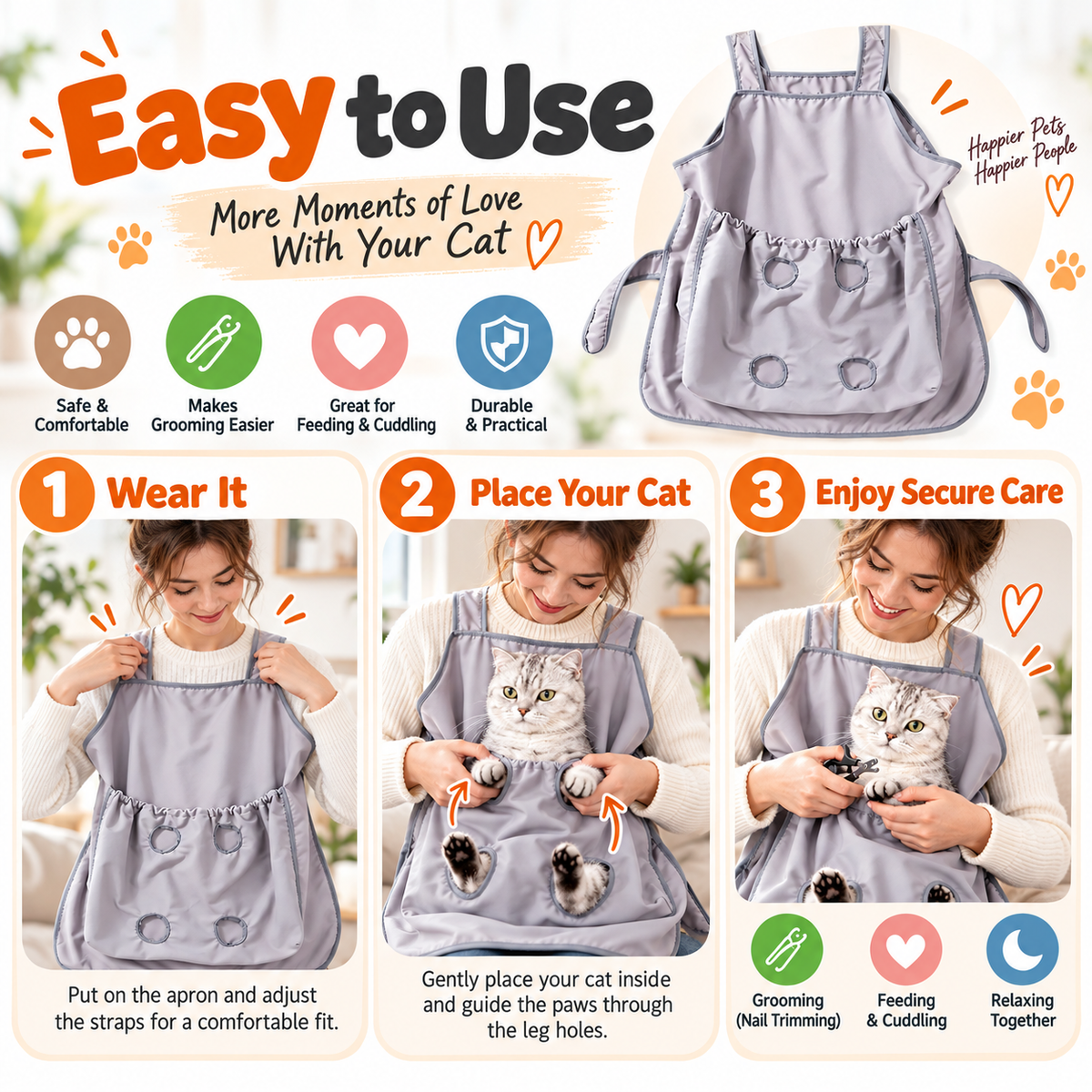 Hot sales🔥Cat Holding Apron with Paw Openings