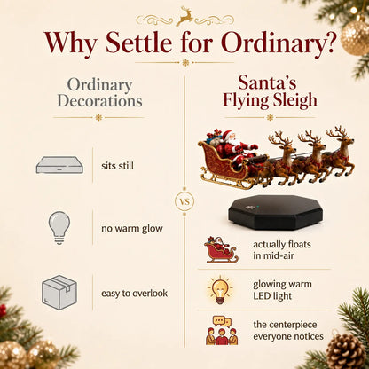 🎅Christmas Sale 50% OFF — Santa’s Flying Sleigh | Magical Floating Santa Claus Christmas Decoration With LED Light🎄