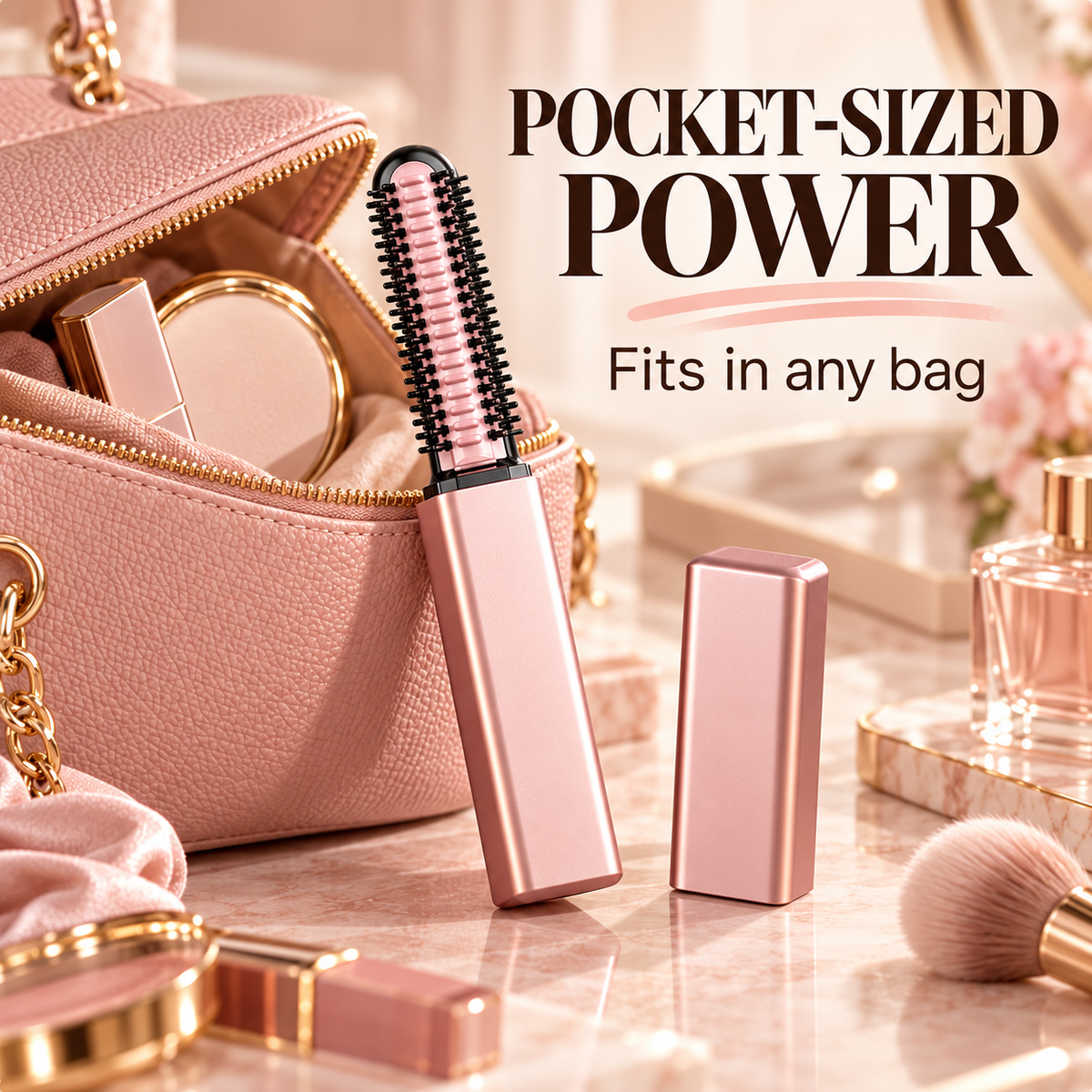 Nylo Pocket Curl-Cordless USB-C Mini Curling Brush with 3 Heat Settings