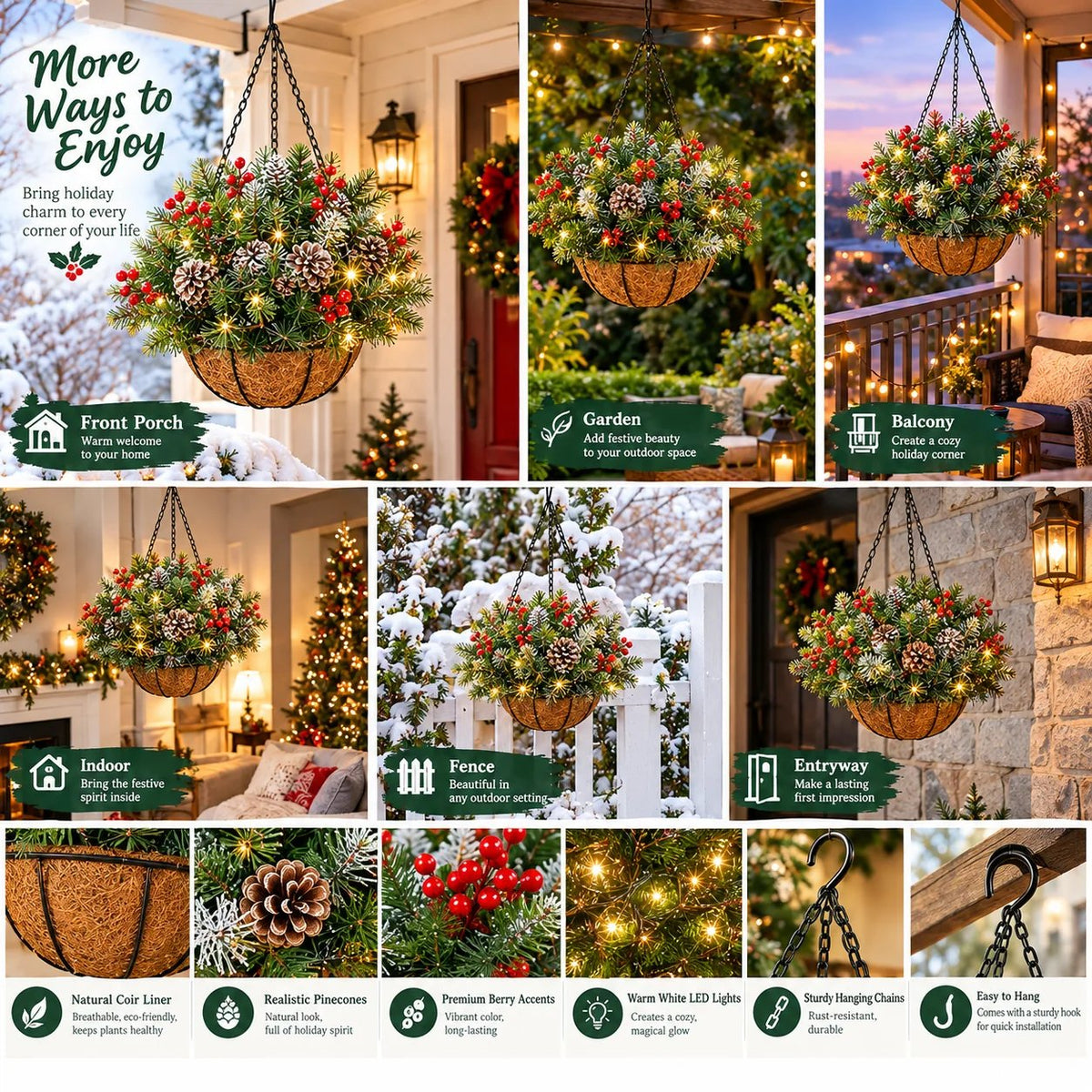 🎄 Last day: 49% OFF🏆Christmas basket with built-in lights |🎄 With built-in lights, weatherproof and maintenance-free