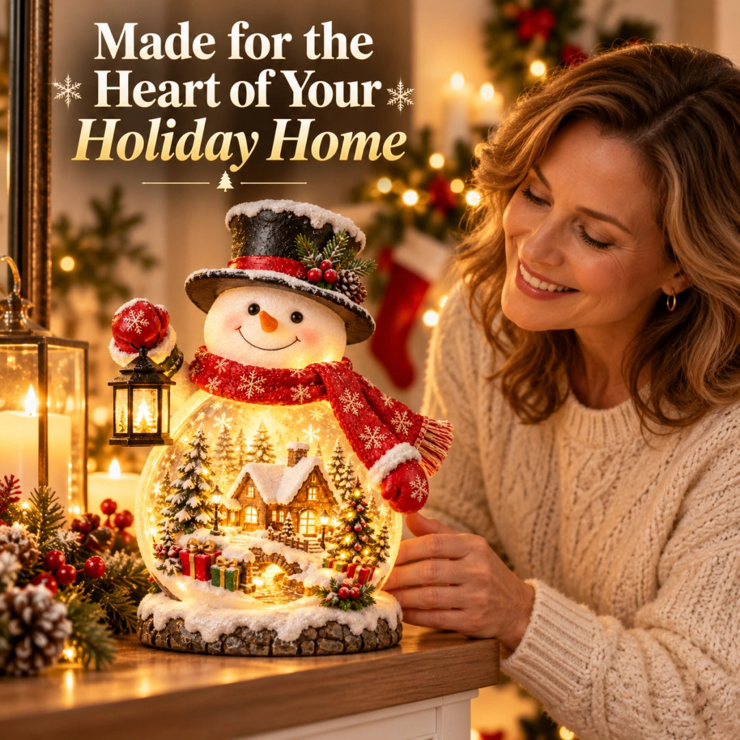 Christmas Village Snowman Glow – Lighted Holiday Tabletop Decor with Mini Winter Village Scene