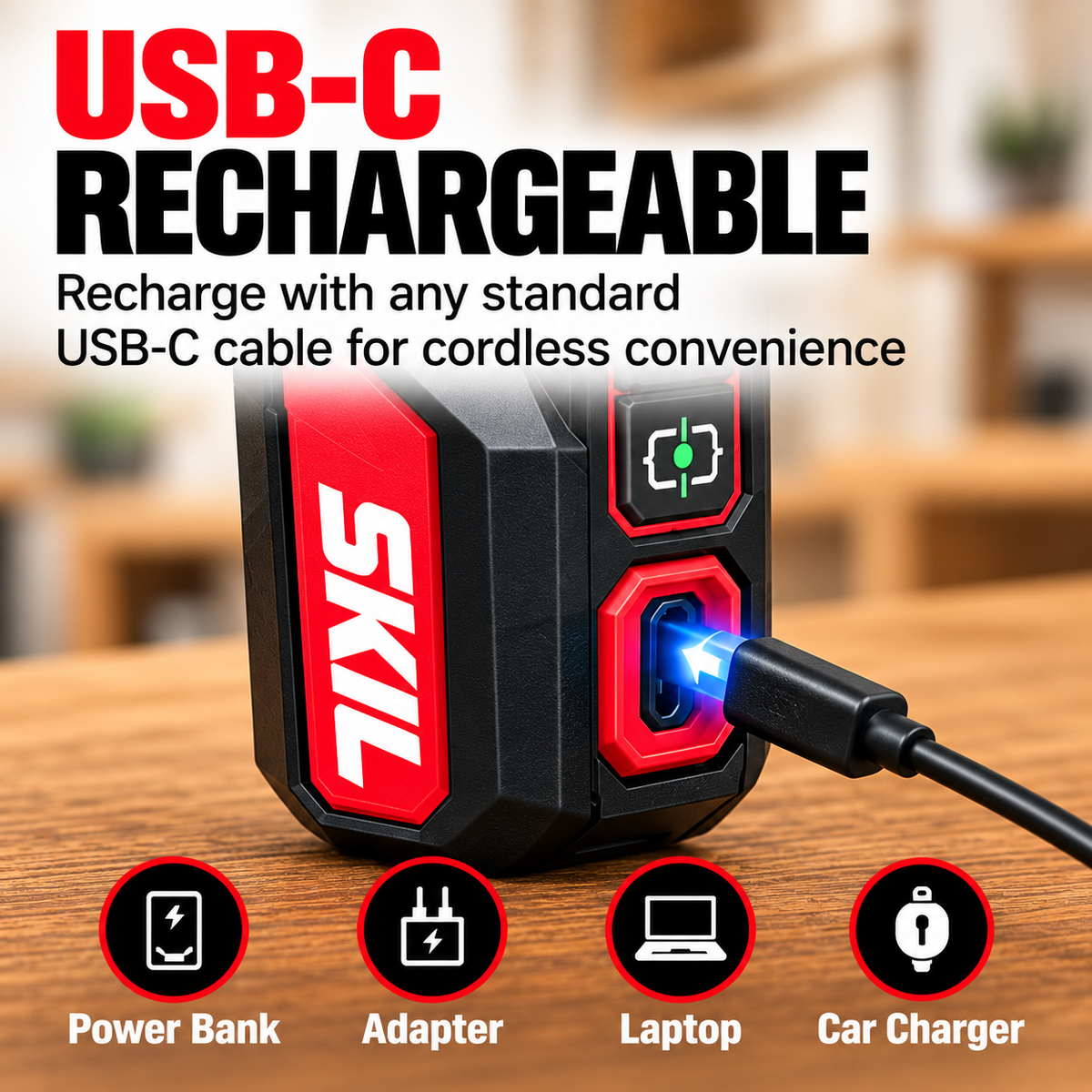 SKIL PWR CORE GO Folding Electric Hex Key – 3-Position Cordless Screwdriver with Dual LED Work Lights & USB-C Charging