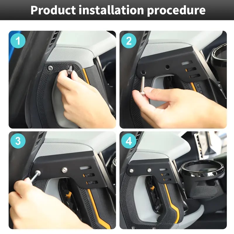 Door Cup Holder for 2021-2026 Ford Bronco, Front Grab Handle Drink Holder Mount, Interior Beverage Rack Accessories 🚙🥤