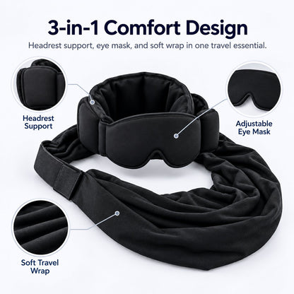 💤 No-Bob Flight Sleep Mask: Head Support & Arm Rest Sling