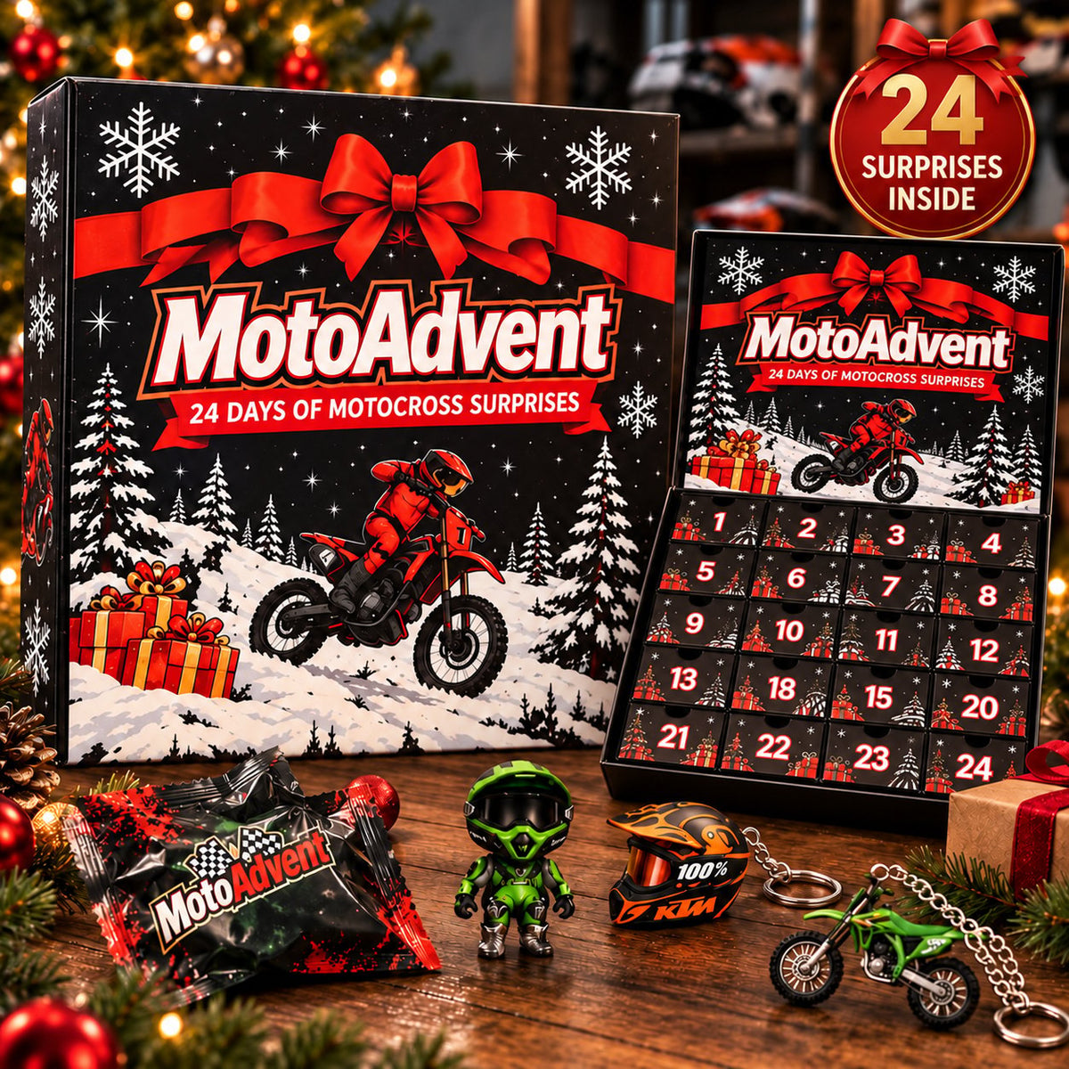 🔥Last Day 50% OFF-Motocross Lover Advent Calendar | 24 Days of Rider Themed Gifts, No Candy Fillers