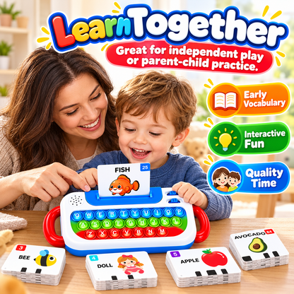 Talking Flash Cards Keyboard Toy for Kids Ages 3+ – 144 Words, 3 Learning Modes & Pop It Keys