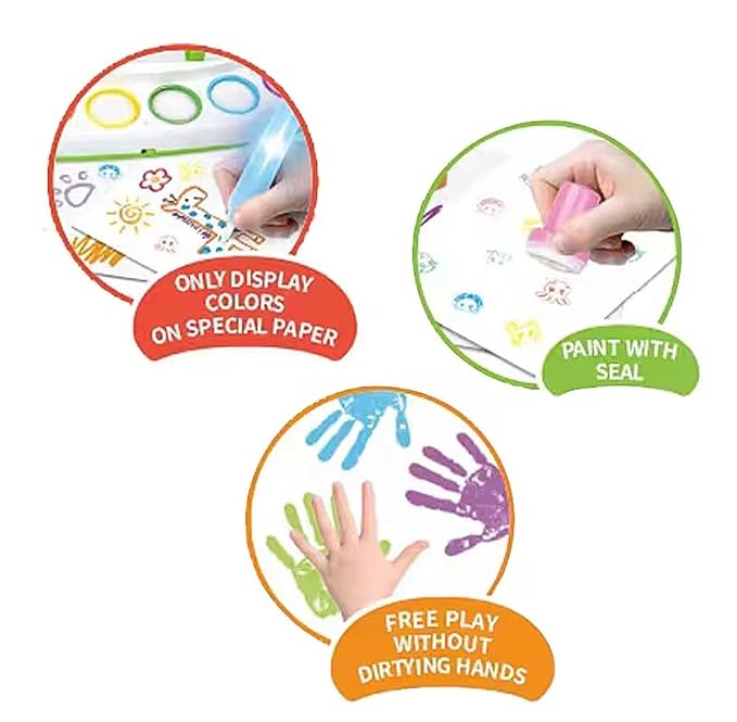 HAPPINESS WRAPPED IN CUTENESS Magic Water Coloring Drawing Set with Light-Up Brush | Reusable Paint Pad Art Kit for Kids | Creative Learning & DIY Painting Toy