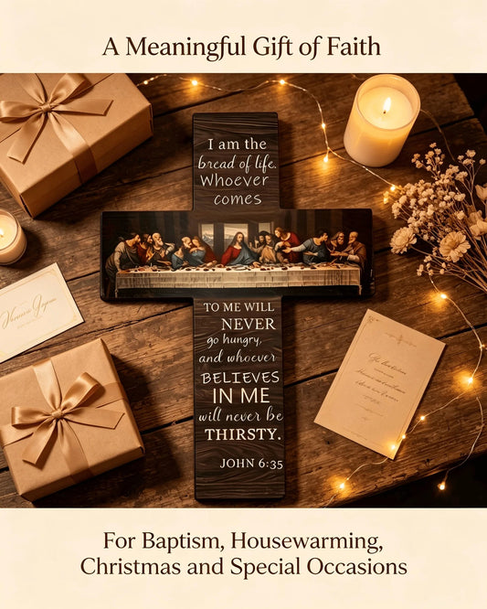 The Last Supper Vintage Wooden Cross Wall Decor – Christian Scripture Home Accent