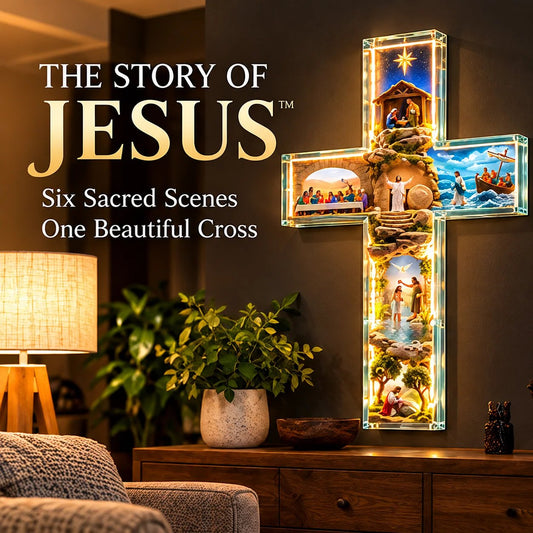 ✝️ The Story of Jesus in 6 Scenes Cross Lamp