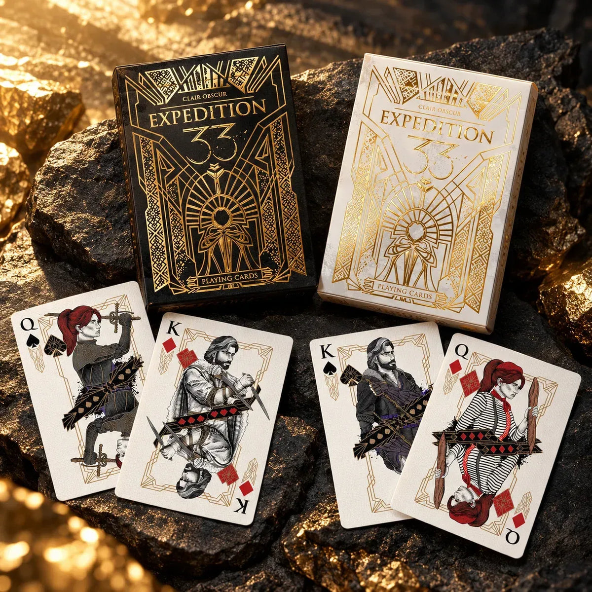 🃏 Gold-Foil Art Deco Playing Cards | Black & Ivory Editions