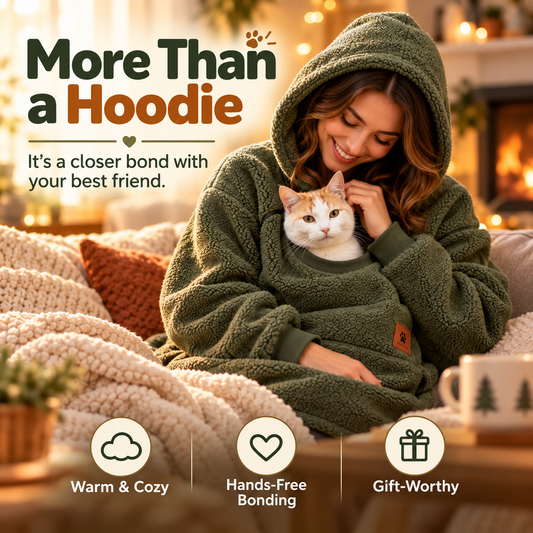 Sherpa Pet Carrier Hoodie with Cozy Kangaroo Pouch for Small Cats & Dogs