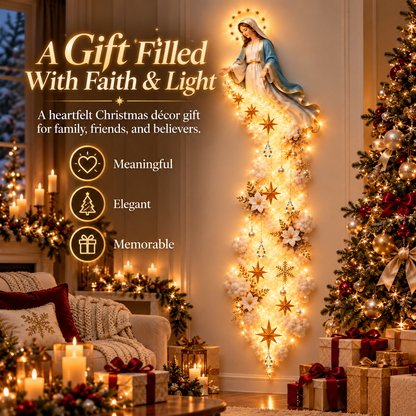 Blessed Mary Cloud Trail Wall Light – Lighted Faith-Inspired Christmas Wall Decor