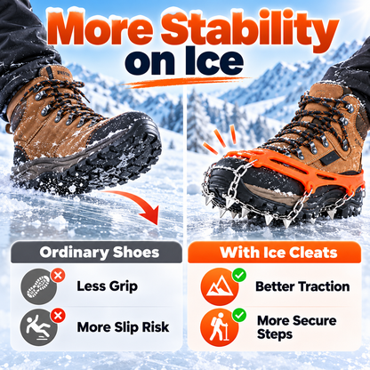 8-Spike Ice Cleats for Shoes & Boots – Stretch-Fit Anti-Slip Snow Grips for Winter Walking