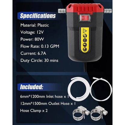 12V 80W Oil Extractor Pump, Oil Removal Transfer Suction Pump for Fluid Change, Diesel Scavenge Pump with Tubes Kit
