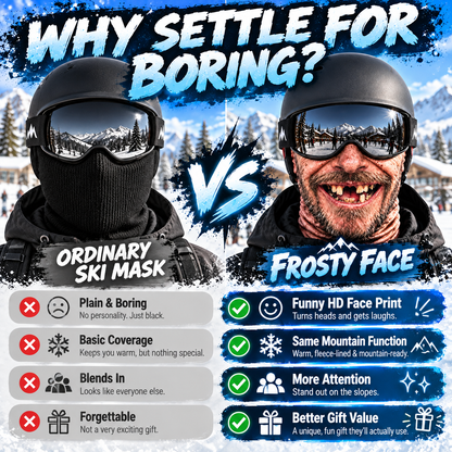 Realistic Old Man Ski Mask – Fleece-Lined Full-Face Balaclava for Skiing & Snowboarding