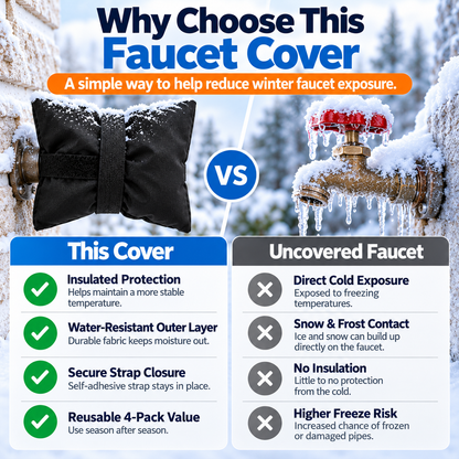 4-Pack Insulated Outdoor Faucet Covers – Reusable Winter Freeze Protection for Garden Faucets