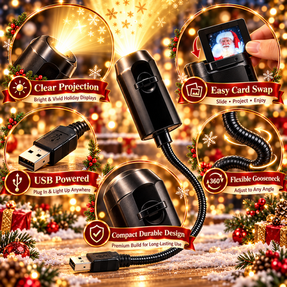 20-Pattern Christmas Car Window Projector – USB Powered Holiday Light with 360° Flexible Neck