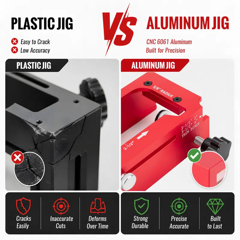 🔧 Adjustable Aluminum Door Hinge Jig Kit – Precision Mortising Template for 2.5'–5' Hinges
