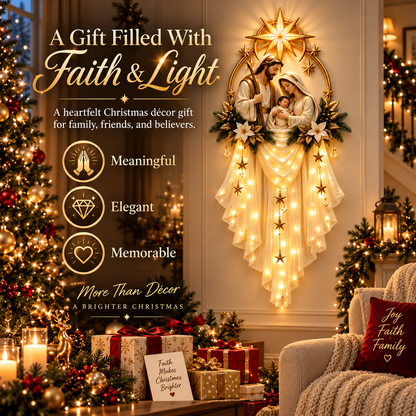 Holy Family Bethlehem Star Wall Light – Lighted Nativity Christmas Wall Decor