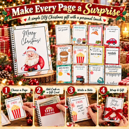 Christmas Gift Card Book – Spiral-Bound Personalized “Open When” Holiday Booklet for Gift Cards, Cash & Notes