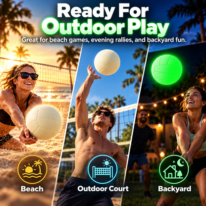Glow-in-the-Dark Volleyball – Size 5 Light-Charged Night Volleyball for Beach, Backyard & Outdoor Play