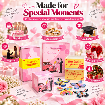 20-Layer Surprise Explosion Gift Box – Pop-Up Cash Gift Box with 4 Flying Butterflies for Birthdays, Anniversaries & Celebrations