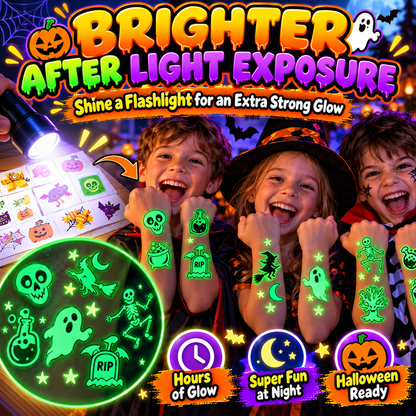 Glow-in-the-Dark Halloween Temporary Tattoos for Kids