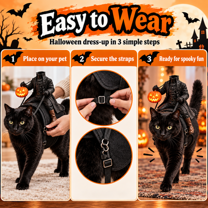 LED Headless Rider Pet Costume – Halloween Saddle Costume for Cats & Small Dogs