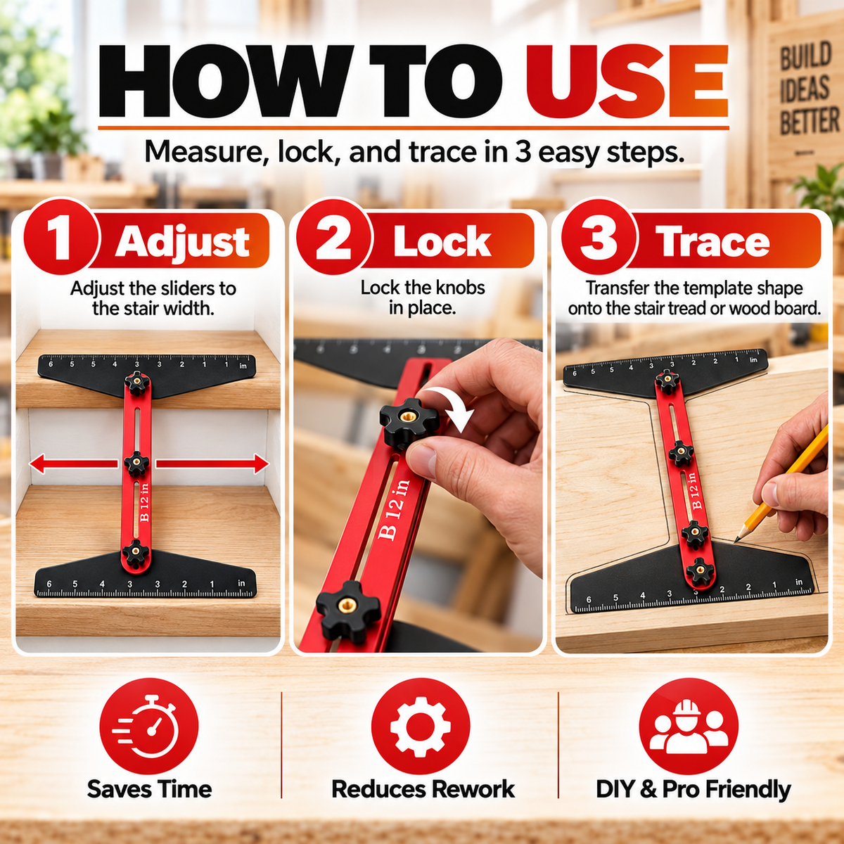 Adjustable Stair Tread Template