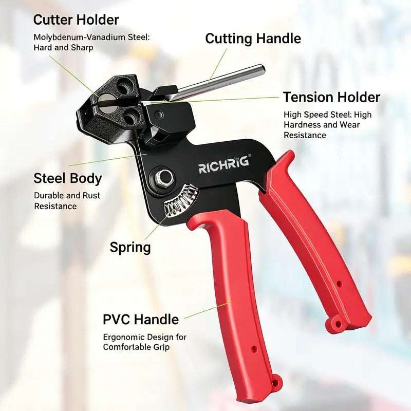 101-Piece Heavy-Duty Stainless Steel Cable Tie Tool Kit – 304 Self-Locking Metal Zip Ties with Tensioning Cutter & Release Tool