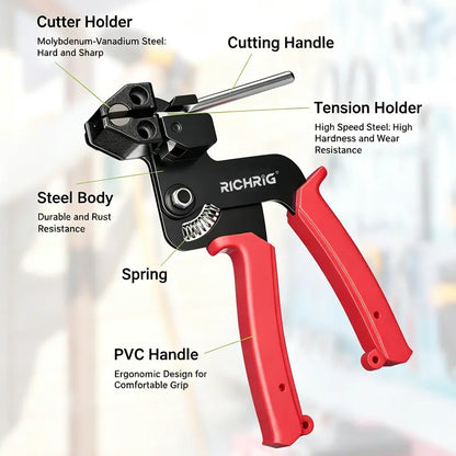 101-Piece Heavy-Duty Stainless Steel Cable Tie Tool Kit – 304 Self-Locking Metal Zip Ties with Tensioning Cutter & Release Tool