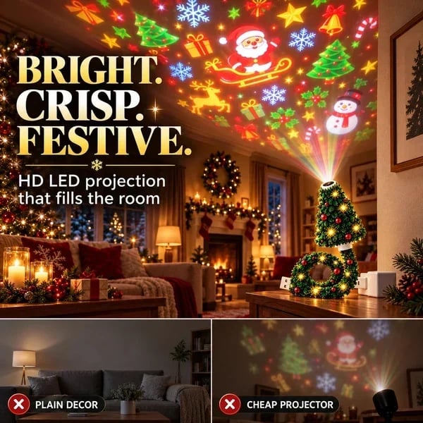 🔥Dernier jour – 49 % DE RÉDUCTION 🔥 Projecteur USB en forme de sapin de Noël magique – Lampe d’ambiance festive pour les fêtes