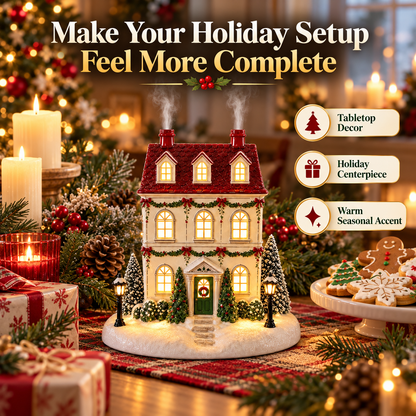 🔥Last Day 50% OFF🎄 Christmas House Aroma Diffuser – Warm Light & Gentle Mist Holiday Decor