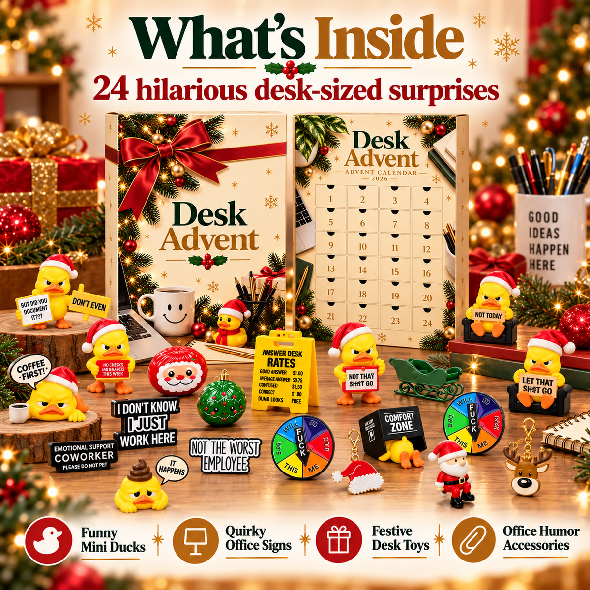 The Desk Advent Calendar 2026 – 24 Days of Funny Office Surprises, Mini Ducks & Desk Gifts