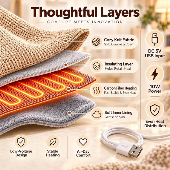 🔥 Wearable Heated Blanket – Cozy Hands-Free Warmth