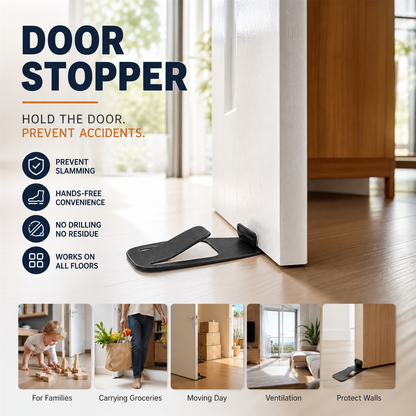 Door Stopper Protector –  No-drill, residue-free & holds doors open. Safe & simple – stock up & save! 🏠✅