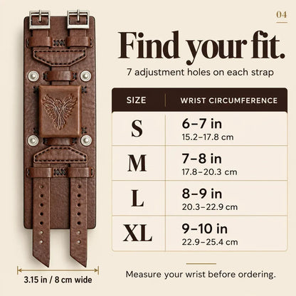 Leather Cuff Watch Strap with Personalized Flap, Brown Wide Handmade Watch Band for Apple